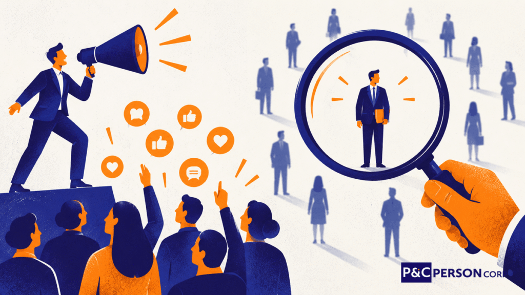 Engajamento no LinkedIn comparado à visibilidade real na busca de recrutadores