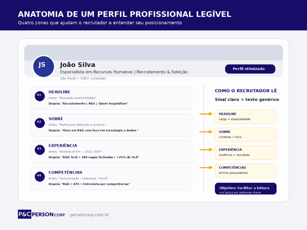 Anatomia de um perfil profissional legível para a busca de recrutadores