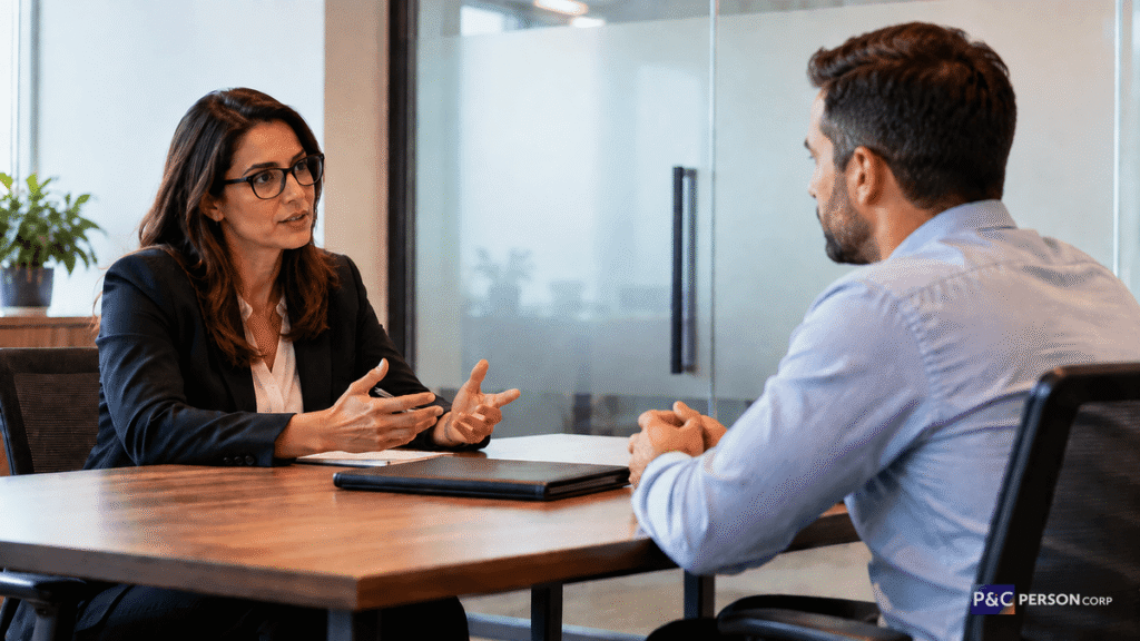 Conversa de desligamento conduzida com apoio de programa de outplacement para empresas
